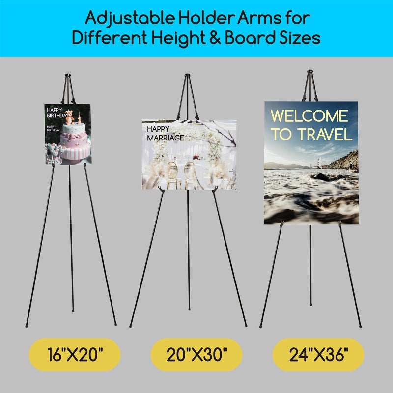 MEEDEN 2 Pcs Easel Stand for Painting and Display: 63" Art Metal Easel Sign Stand with Bag - Portable Foldable Instant Tripod Display Easel Stand for Wedding, Painting Canvas, Presentations, Posters - Image 4